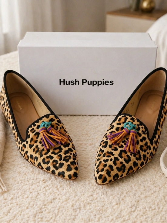 Hush Puppies Shoes - Hush Puppies Women's Leopard Tassel Loafers - Tan/Black
